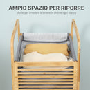 Cesto Portabiancheria 38,5x46,5x75 cm in Bambù Sacco in Tessuto Grigio