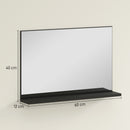 Specchio Bagno da Parete 60x12x40 cm con Mensola in Truciolato Nero   