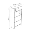 Scarpiera 3 Ante 78x28x139,2 cm in MDF Kaju Bianco e Noce