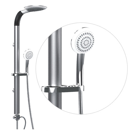 online Duschsäulen-Set mit festem Duschkopf und Handbrause aus Abs und Satin Chrome Metal 