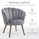 Poltrona Imbottita 66x72x79 cm in Velluto Grigia