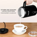 Montalatte Elettrico 500W Cappuccinatore Caldo Freddo Schiumatore Latte in Acciaio e PP Nero