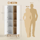 Mobile Bagno Alto 62,5x35x176 cm Salvaspazio con 2 Ante e 4 Ripiani Aperti in MDF Bianco      