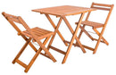 Set Tavolino e 2 Sedie Pieghevoli da Giardino in Legno Meranti