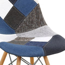 Set 4 Sedie 85x48x54 cm in Tessuto Patchwork da Interno Blu e Bianco