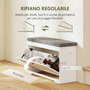 Panca Scarpiera da Ingresso con Seduta Imbottita Anta a Ribalta e Scaffale Regolabile per 6-8 Paia in MDF Bianco      