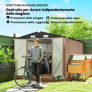 Capanno da Giardino 238x364x194 cm con 4 Prese d'Aria e Porte Doppie con Serratura in Metallo Marrone      