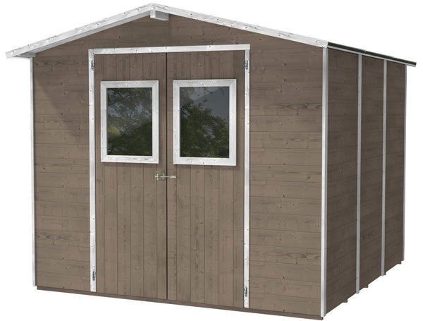 acquista Gartenbox aus Holz für Werkzeuge 238 x 207 x 214 cm mit 2 Türen und Fenstern Ecla Tortora