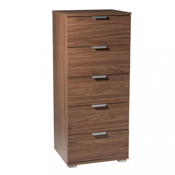 online Schrank 5 Schubladen Nussbaumfarbe 45x38x103 h cm in brauner zweischichtiger Spanplatte