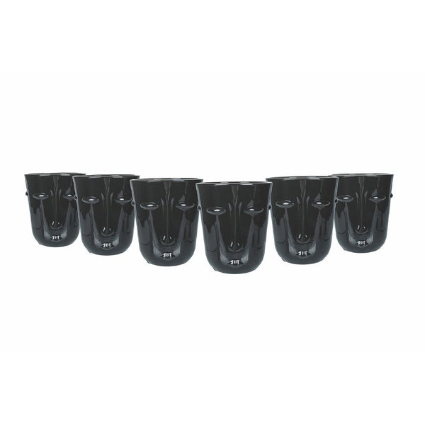 sconto Set mit 6 Wassergläsern Vis à Vis in Villa d'Este Home Tivoli Black Glass