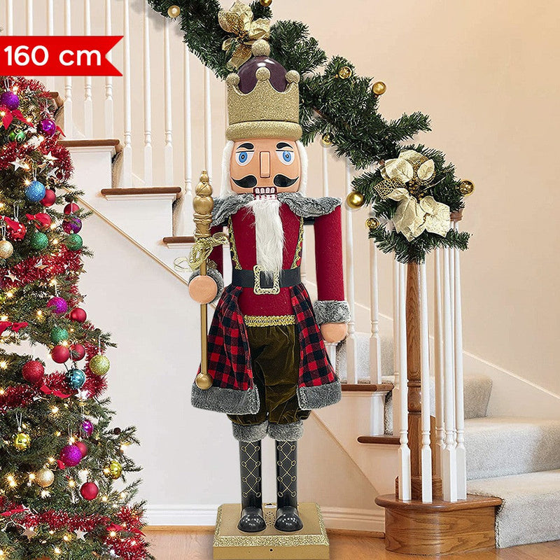 Soldato Schiaccianoci Natalizio H160 cm con Luci Suoni e Movimento Rosso Scozzese