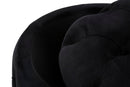 Puff Contenitore Rich Nero Ø55x42 cm in Legno Spugna Poliestere e Acciaio Nero e Oro