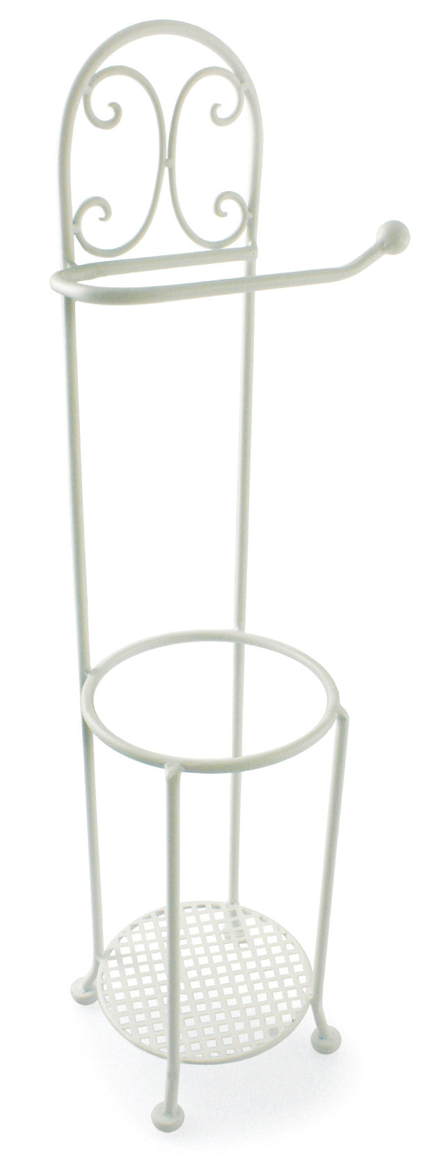 Piantana Porta Rotolo e Porta Scopino in Ferro Battuto Soriani Bianco