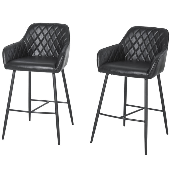 acquista Set mit 2 gepolsterten Hockern 55,5 x 57,5 x 93 cm Schwarz