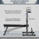 Panca Pesi Pieghevole con 8 Altezze Regolabili e Supporto Bilanciere in Acciaio e PU Grigio   