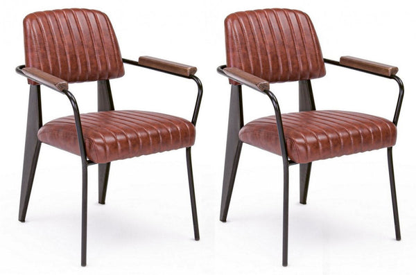 Set 2 Sedie Imbottite 60x63x81 cm Nelly in Ecopelle Arancio Scuro Vintage prezzo