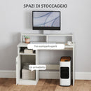 Scrivania Moderna con Supporto per Monitor Armadietto e Ripiani 108x50x94 cm Bianco Crema  