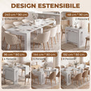Tavolo Consolle Allungabile e Convertibile per 10 Persone 96-240x90x78 cm Rivestimento in Melamina Bianco      