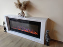 Camino Elettrico da Pavimento 72,5x158x30 cm Effetto Fiamma 1500W Bernard & Hermes Bianco