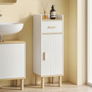 Mobile da Bagno 32,5x29,5x91 cm Stretto con Mensola Regolabile in Legno Bianco      