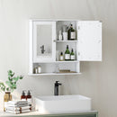 Armadietto Pensile da Bagno 56x13x58 cm con 2 Ante a Specchio e Ripiano Aperto Bianco      