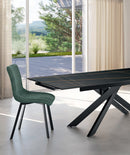 Set 4 Sedie Iris 45x56x86 cm in Tessuto Easy-Clean Acquamarina       