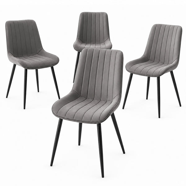 prezzo Set 4 Sedie da Pranzo Seduta Ergonomica 43x52x85 cm Struttura in Acciaio in Velluto Grigio