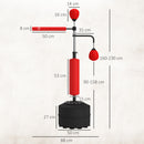 Sacco Boxe da Terra 4 in 1 con 2 Speedball Barra Girevole e Sacco Altezza Regolabile da 160-230 cm Rosso      