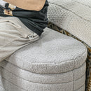 Panca Contenitore Fondo Letto 116x41x40,5 cm in Tessuto Teddy Grigio Chiaro   