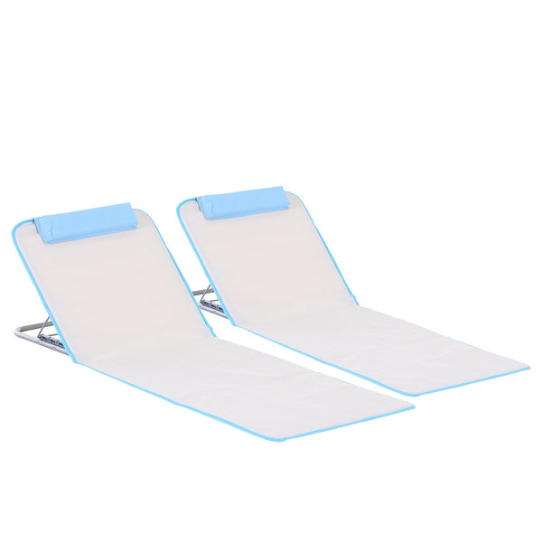 online Set 2 Lettini Prendisole Pieghevoli 48x134x36-45 cm con Schienale Regolabile e Borsa Beige