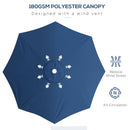 Ombrellone da Giardino ad Altezza Regolabile Ø2,92x2,42m in Metallo e Poliestere Blu Scuro