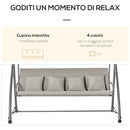Dondolo 3 Posti da Giardino 218x120x168 cm in Acciaio Marrone