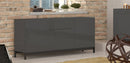 Credenza con piedi 3 Ante + 1 cassetto 170x40x73 cm Metis Antracite Lucido
