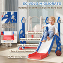 Scivolo per Bambini 4 in 1 con Altalena Scaletta da Arrampicata e Canestro 147,5x160x107 cm in PP e PE Blu scuro      