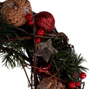 Coroncina con pigne e fiocchi rosso scozzese cm Ø34x10