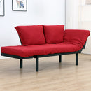 Divano Letto 2 Posti in Tessuto di Lino Rosso 166x70x80 cm 