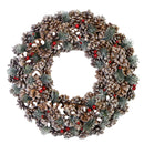 Coroncina glitter con bacche e pigne naturale cm Ø30