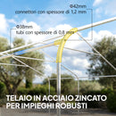 Carport Garage Portatile 500x600x310 cm 2 Posti Auto in Acciaio Galvanizzato Crema      