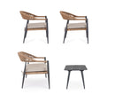 Set 4 Pezzi Salotto da Giardino con Divano 2 Poltrone e Tavolino in Alluminio e Fibra Sintetica Jandia Antracite e Naturale