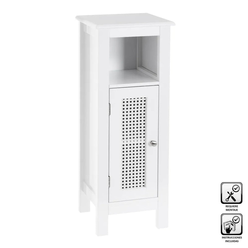 Mobile da bagno a 1 Anta con Griglia Armadio in Legno Colore Bianco 30x28x80H cm