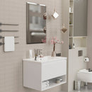 Mobile Bagno Sospeso 80 cm Lavabo e Specchio Milano Bianco Lucido
