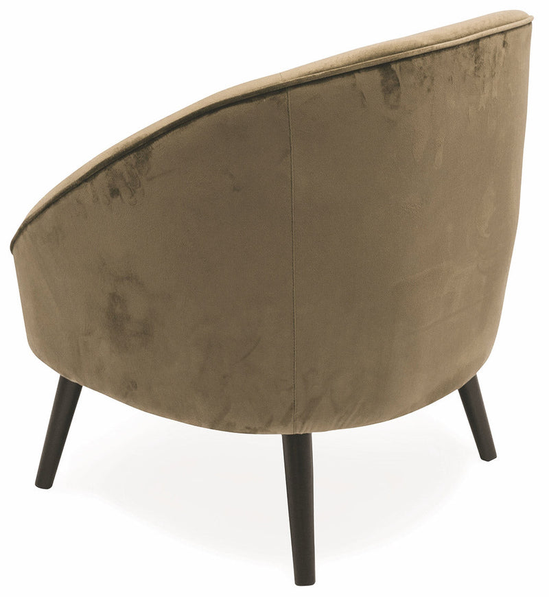 Poltrona Imbottita in Velluto con Gambe in Legno Soriani Tortora