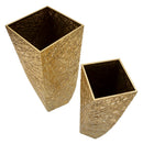 Porta Vasi Squer Coppia 34x34x90 cm - 25x25x78 cm in Ferro Oro      