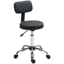 Sgabello Regolabile Girevole 46x51x78-93 cm con Schienale e Seduta Imbottiti Capacità 120 kg in Finta Pelle Nero      