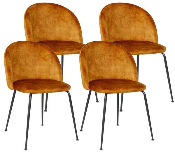 Set mit 4 gepolsterten Stühlen 45 x 55 x 79 cm in Karamell-Samt acquista