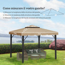Tetto per Gazebo 300x300 cm a 2 Livelli con 8 Fori di Drenaggio in Poliestere Cachi      