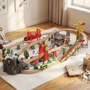 Set Ferroviario 100 Pezzi per Bambini 3+ Anni con Gru Magnetica Treni Ponte Elicottero in Legno      
