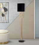Lampada da Terra Circly Ø35x171 cm in Ferro PVC e Tessuto Oro e Nero
