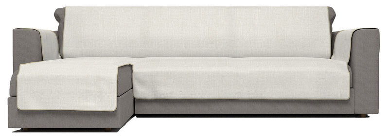 Copridivano in Poliestere con Penisola Sinistra Panna Varie Misure