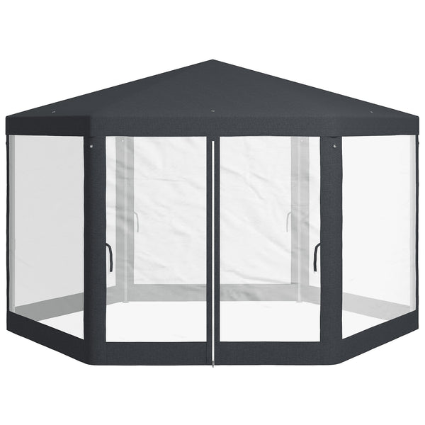 Gazebo da Giardino Esagonale con Doppio Ingresso 3.94x3.94x2.5 m in Metallo e Poliestere Grigio online